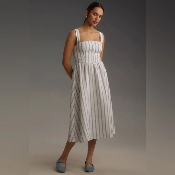 NEW Reformation Tagliatelle Linen Dress size 12 B2085 - Picture 1 of 7